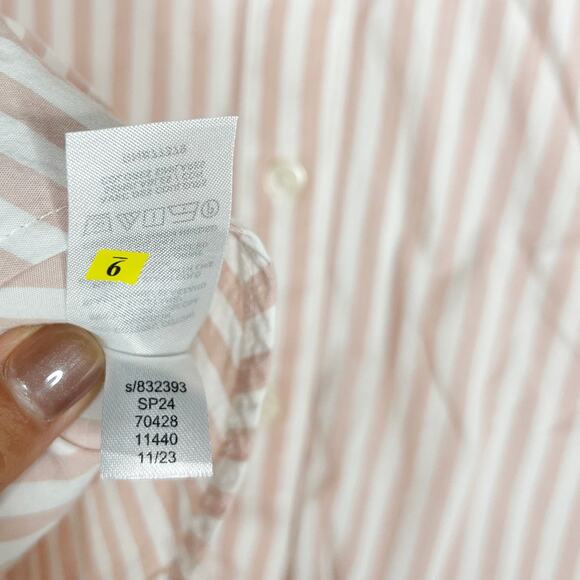 New Ann Taylor Small Pink Cream Weekend Stripe Relaxed Perfect Shirt Long Sleeve - Picture 9 of 10